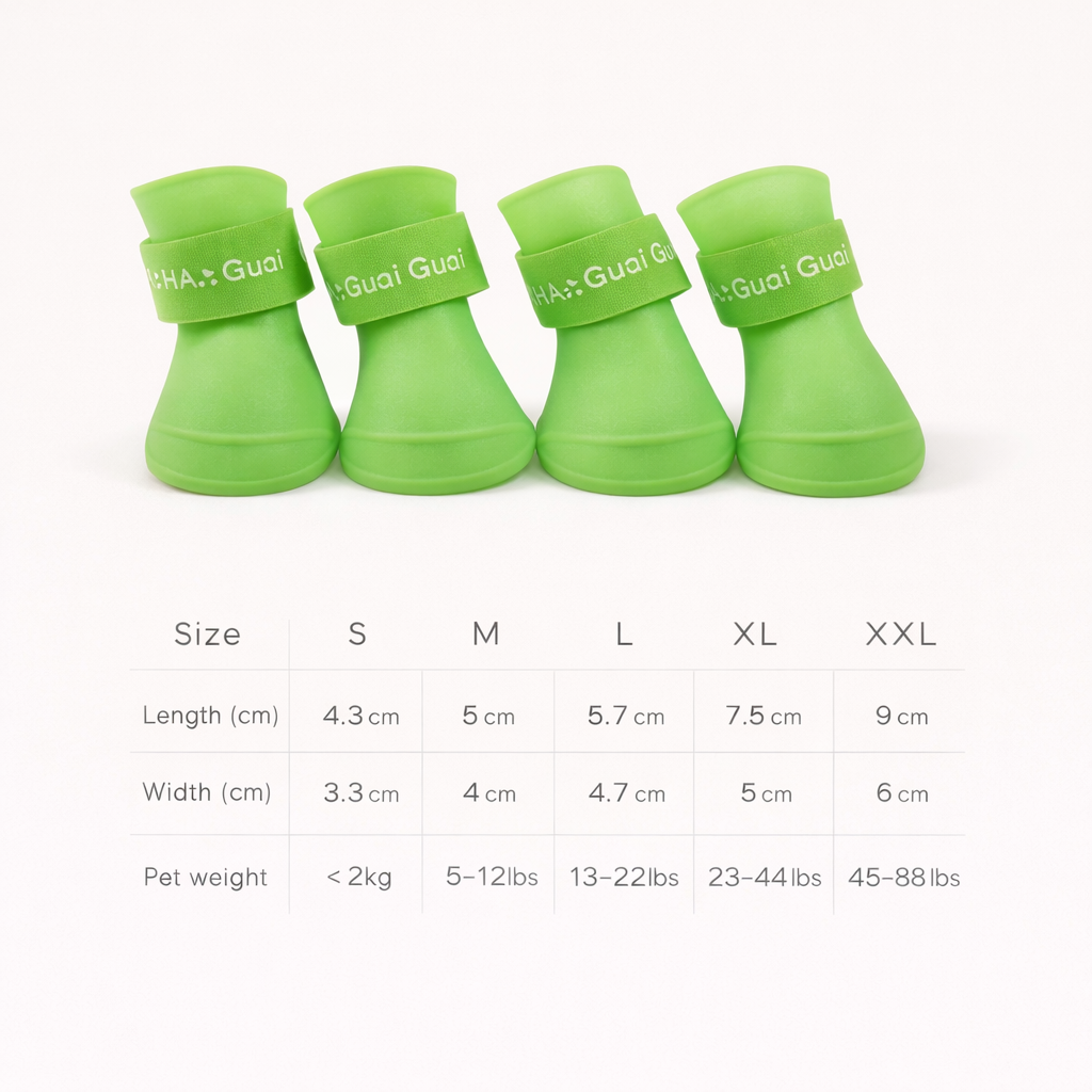 Waterproof Dog Boots (4-Pack) – Anti-Slip Rain Shoes for Clean & Protected Paws