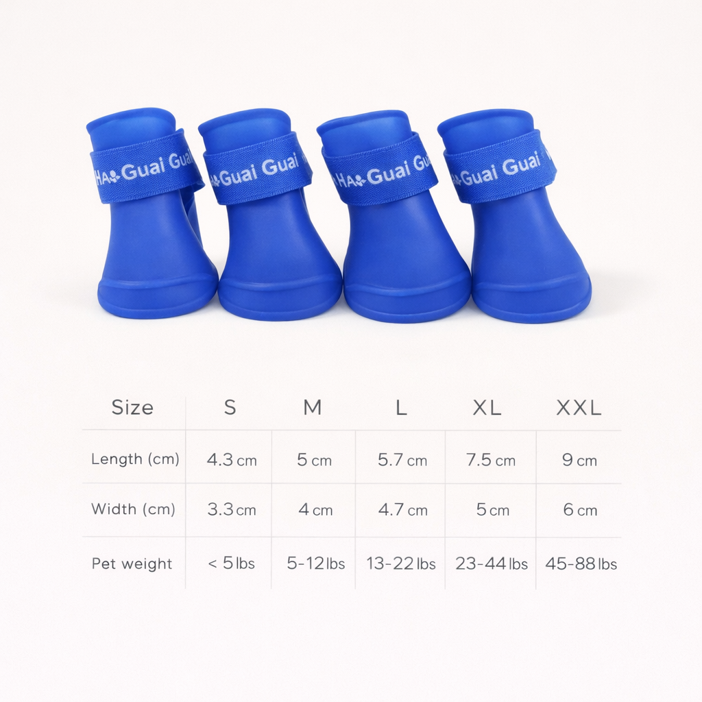 Waterproof Dog Boots (4-Pack) – Anti-Slip Rain Shoes for Clean & Protected Paws