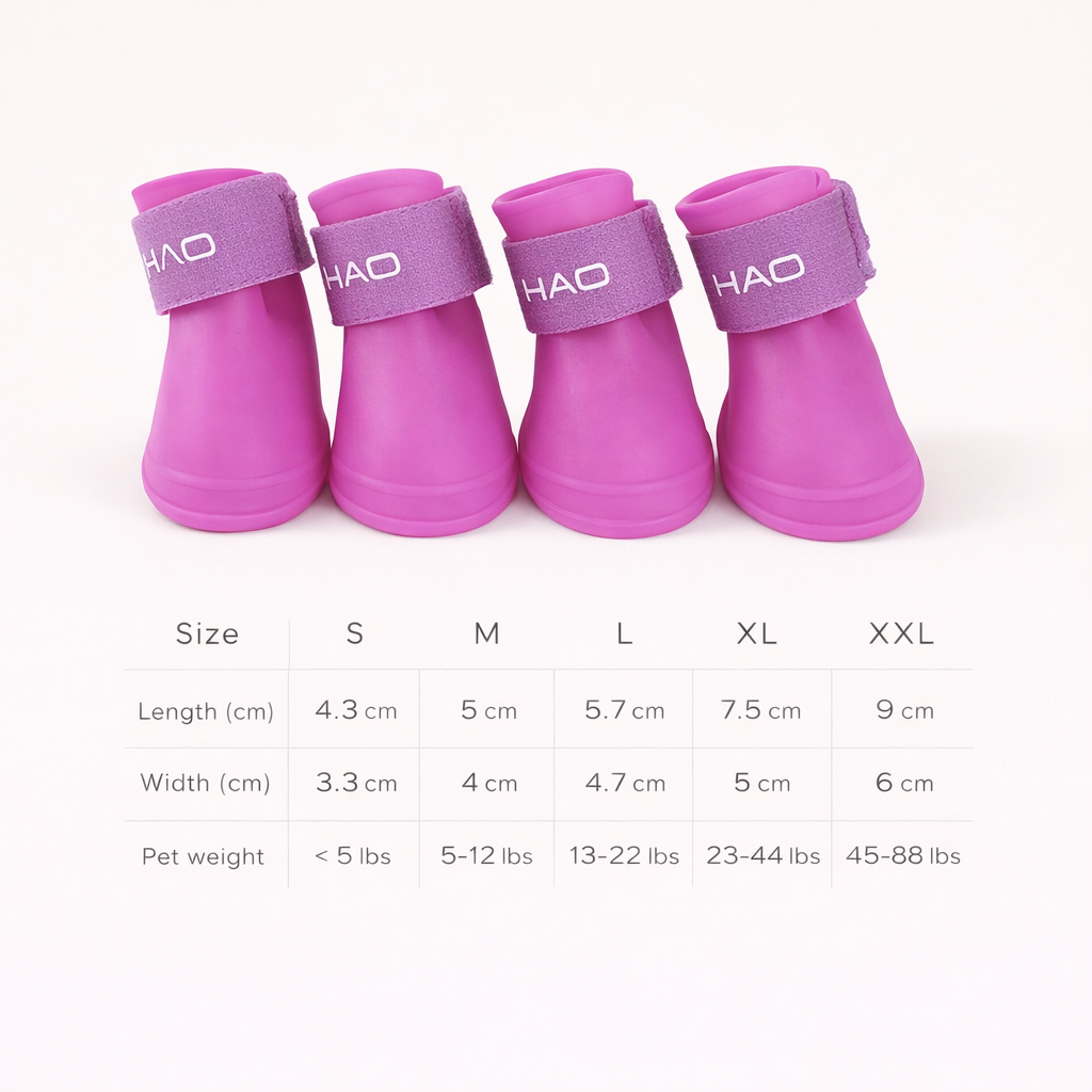 Waterproof Dog Boots (4-Pack) – Anti-Slip Rain Shoes for Clean & Protected Paws