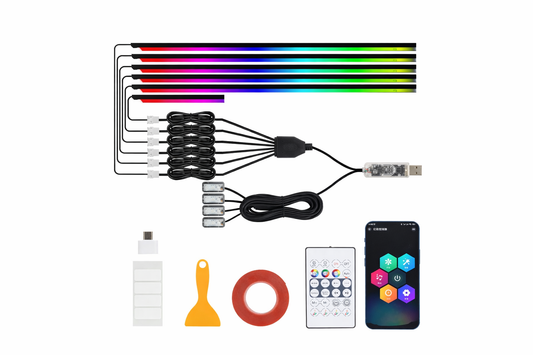 RGB Car Interior LED Light Kit – App Controlled Ambient Lighting