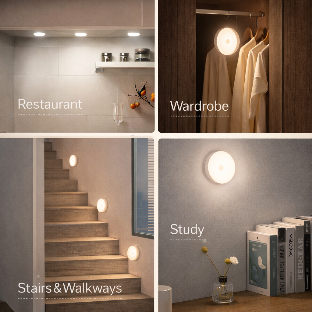 Motion Sensor LED Night Light – USB Rechargeable Under Cabinet Light (3 Colors)
