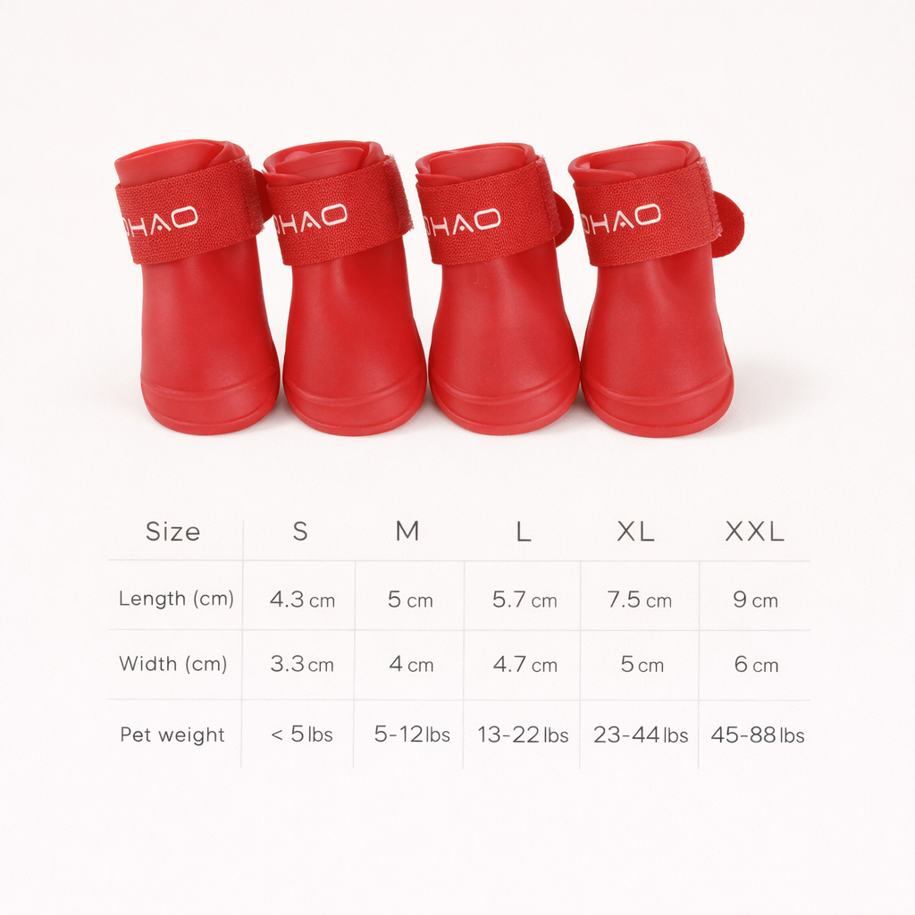 Waterproof Dog Boots (4-Pack) – Anti-Slip Rain Shoes for Clean & Protected Paws