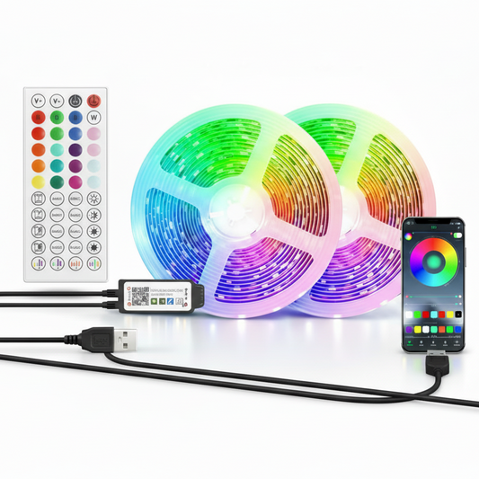 RGB LED Strip Lights with Bluetooth App Control – Color Changing Room Lights